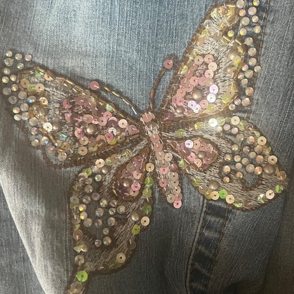 Angels Jeans Butterfly crystal sequin denim hipster pants y2k - Picture 3 of 6